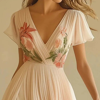 Amelia | Elegant High Waist V-Neck Party Dress
